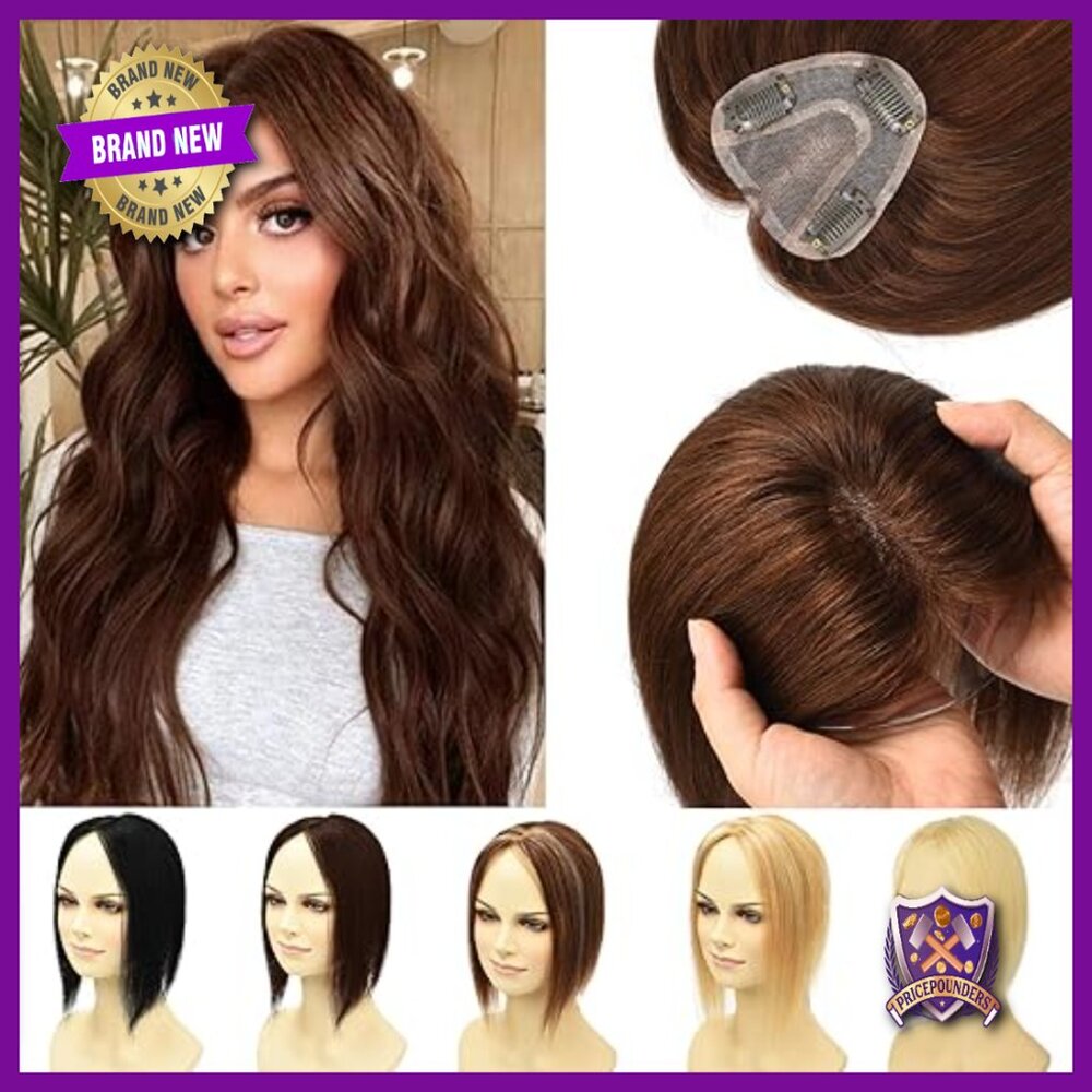 Real Human Hair Topper for Thinning Hair, Clip-In Hairpiece for Women